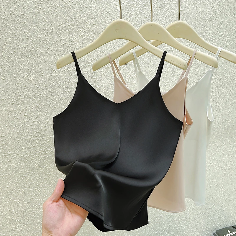 

Лето 2025 г., тонкий жилет на бретельках, сексуальные женские серые футболки без рукавов с v-образным вырезом, женские однотонные черные/белые корейские укороченные топы Y2k