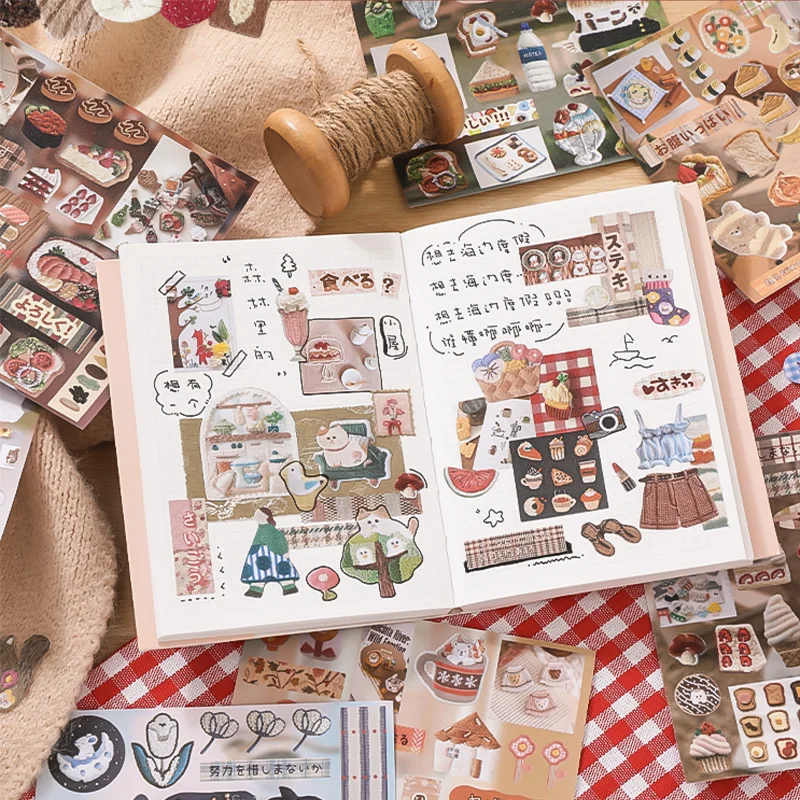 Mr. Paper Cute Embroidery Sticker Book 30 sheets/book Non flat Japanese Thread Embroidery Sticker Book Home Decoration Gifts
