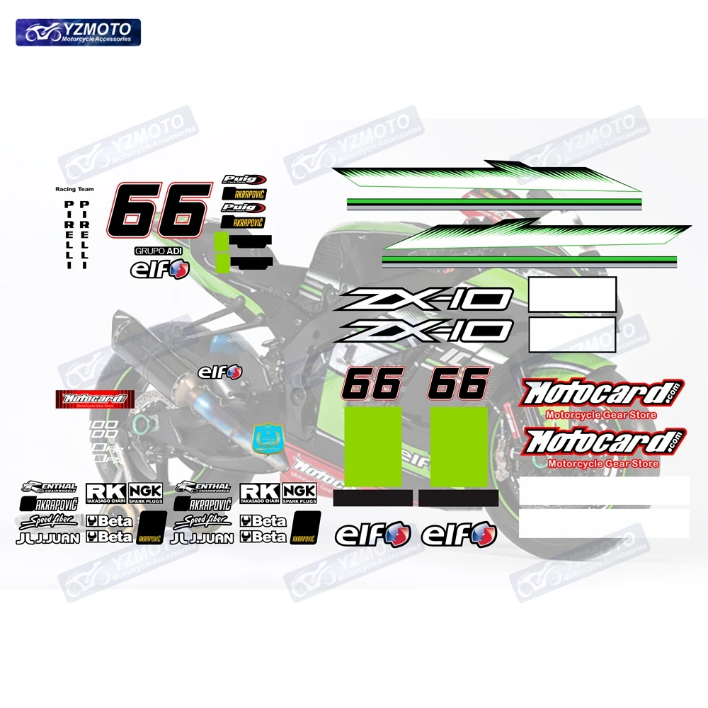 

Для ZX-10R ZX 10R 2016 2017 2018 2019, украшение для мотоцикла, полный комплект, наклейка на гоночный обтекатель, водонепроницаемая наклейка, комплект наклеек