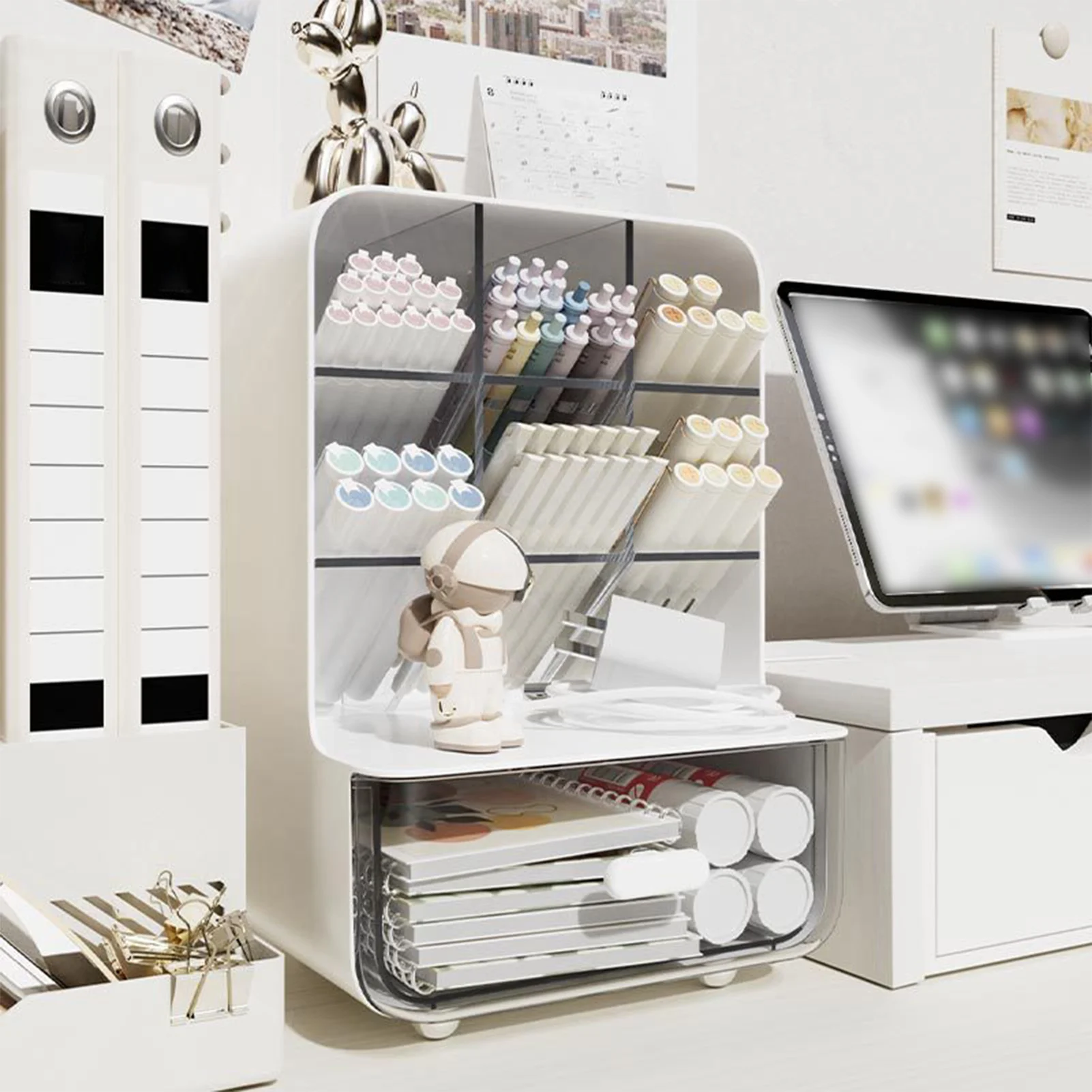 Clear Desk Organizer Pen Holder Multi-layer Pencil Storage Box Office Stationery Supplies Organizer Home School Desk Accessories