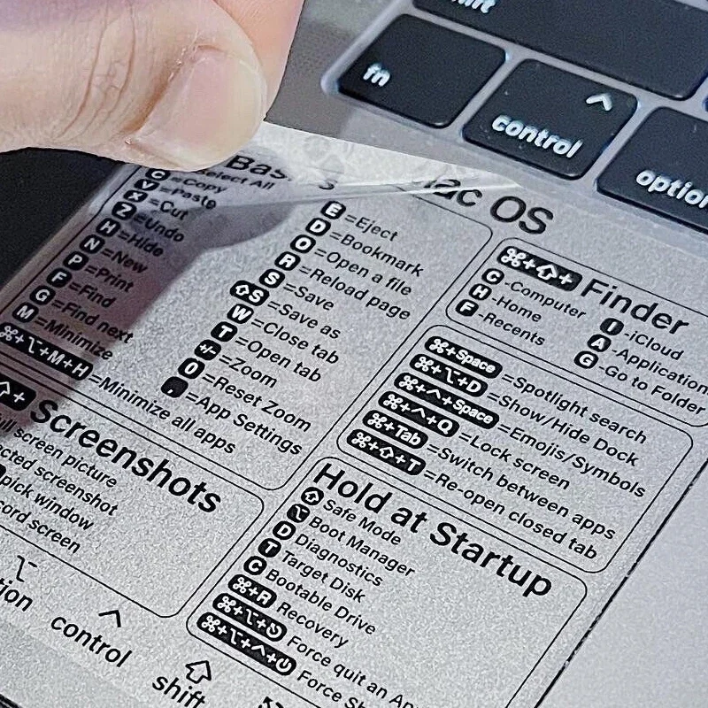 Para Mac OS Chromebook Windows PS teclado de referencia pegatina de atajo de ordenador adhesivo HD pegatinas de teclado de corte corto extraíbles