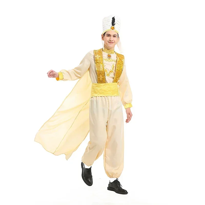 

Lamp Prince Aladdin Prince Costume Aladdin Cosplay Costume Men Top Pants Hat Outfits Halloween Carnival Party