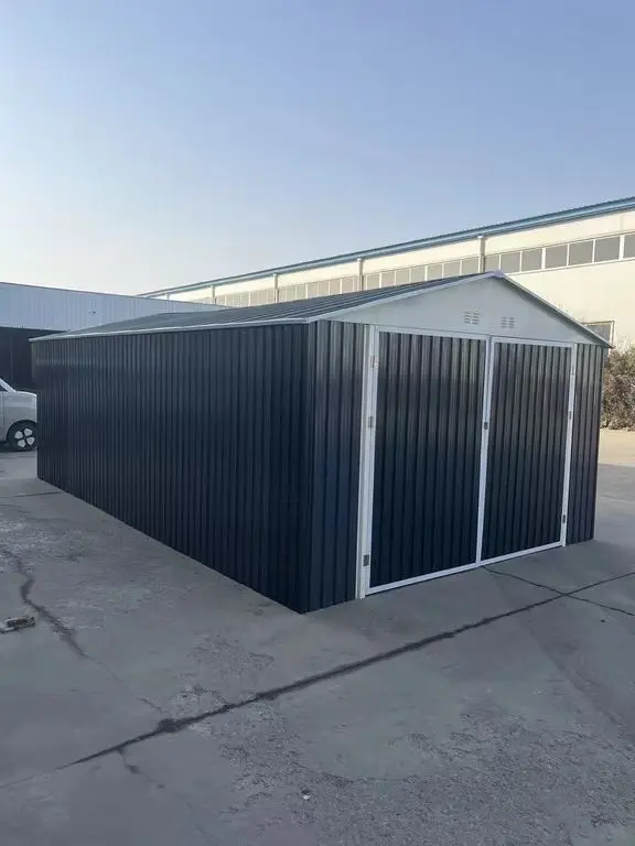 Outdoor Storage Shed, Metal Garden Shed with Lockable Door & Sloped Roof, Large Waterproof Utility Tool Shed