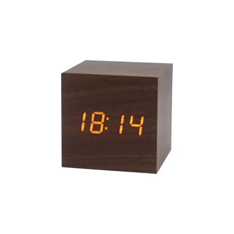 Houten digitale wekker met temperatuurgeluidsregeling Elektronische klokken Desktop USB / AAA-aangedreven Desperadoe LED-nachtkastje