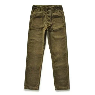 SauceZhan-pantalones militares clásicos para hombres, pantalones de satén de oliva, pantalones de panadero, satén de algodón, Ajuste Recto, fatiga,