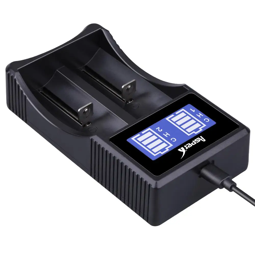 Cargador USB Dual para batería de iones de litio, Cargador Universal inteligente LCD, 18500, 18350, 17670, 17500, 26650, 22650, 18650