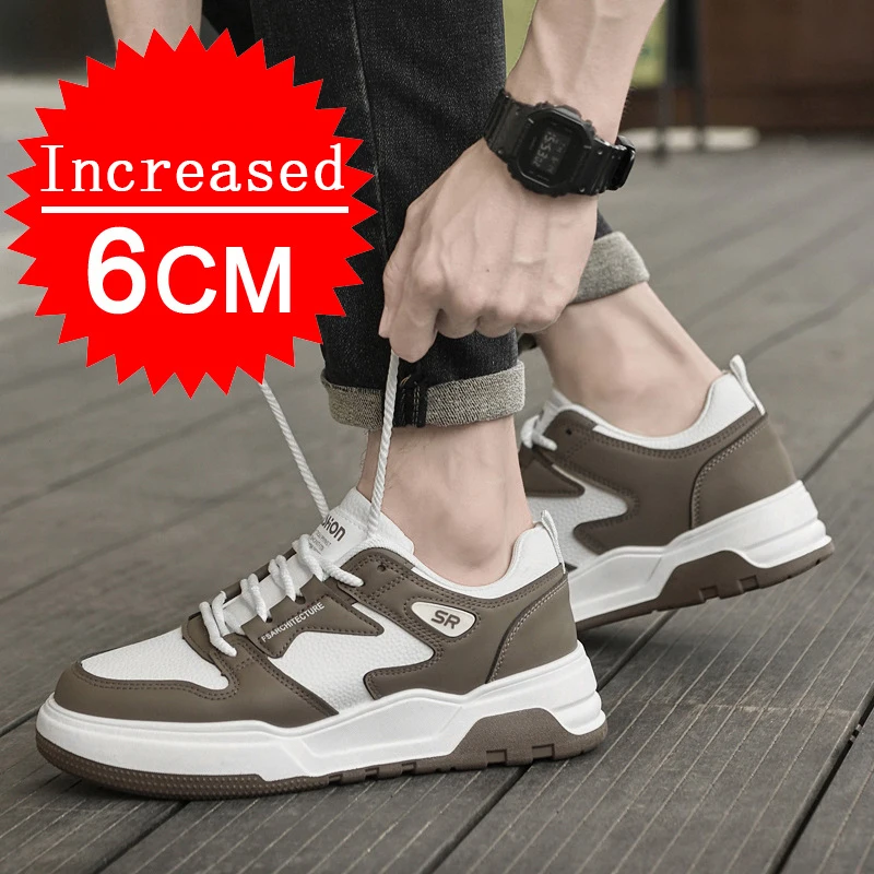 

Man 6CM Genuine Leather Heightening Shoes Casual Fashion Increase Height Shoes Sport Platform Shoes Outdoor Running Shoes 38-44