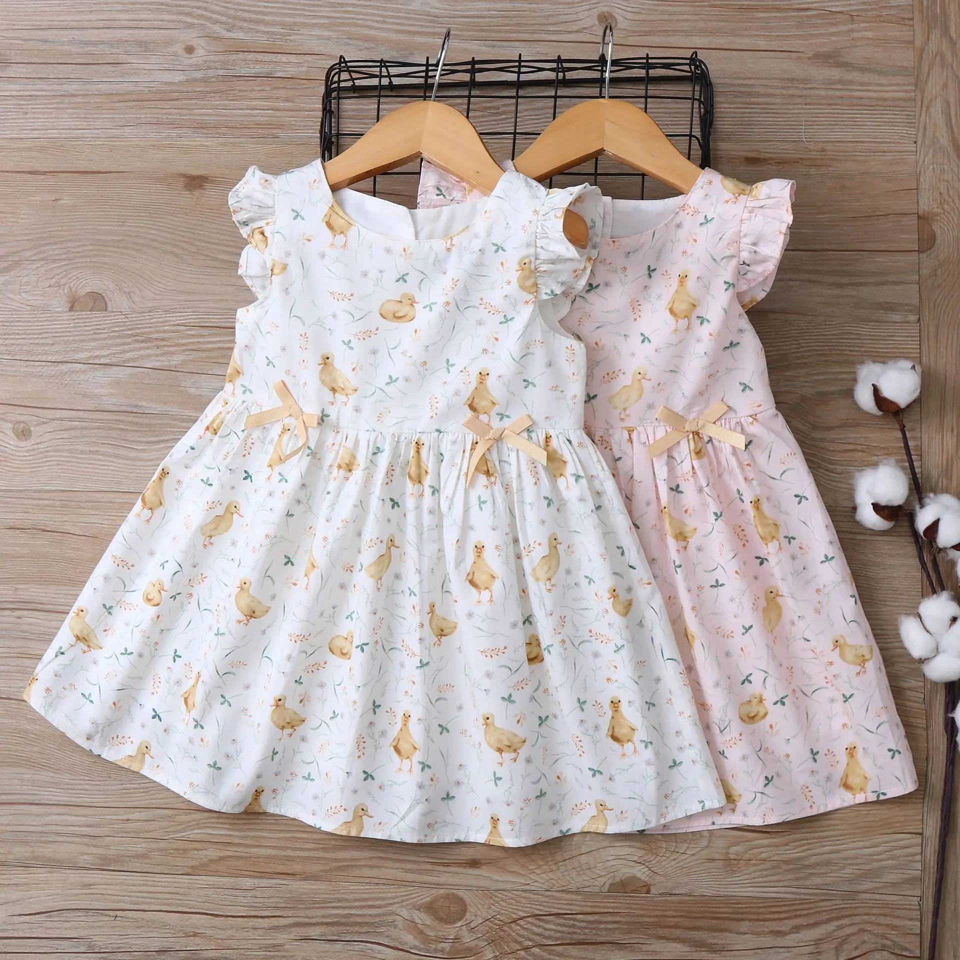 

Children's princess dress cartoon printed cotton girls' dress summer high-grade 2024 new style
