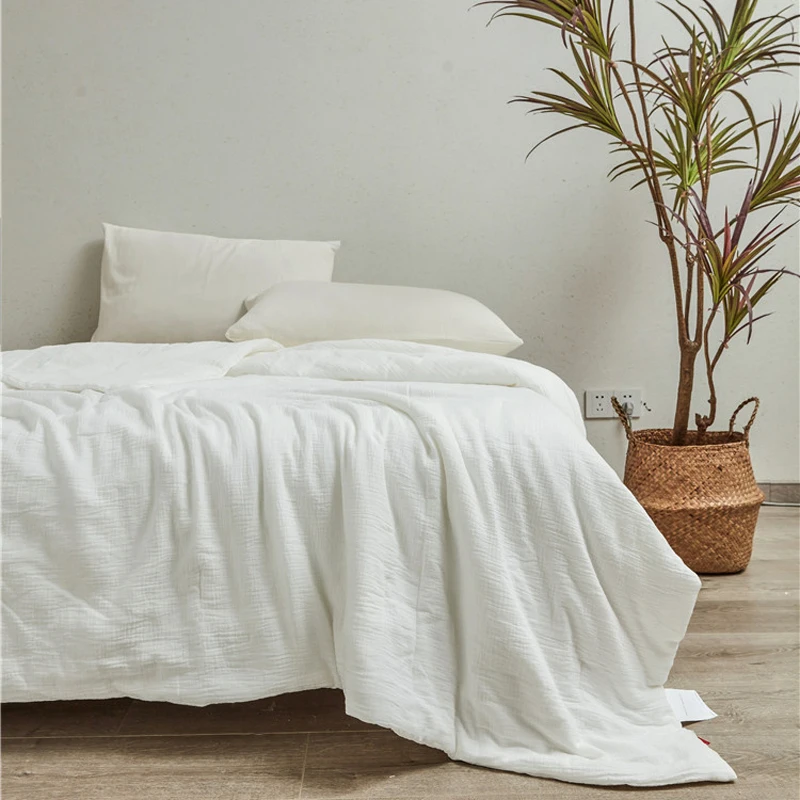 Edredones japoneses de algodón blanco puro, edredón para camas dobles, manta para camas de pareja, edredón frío para aire acondicionado, tamaño