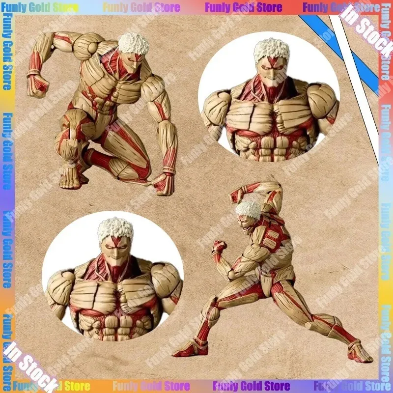 

Kaiyodo Attack on Titan Anime Figure Amazing Revoltech Yamaguchi Armored Titan Reiner Braun Action Figure Ko Model Toys Gifts