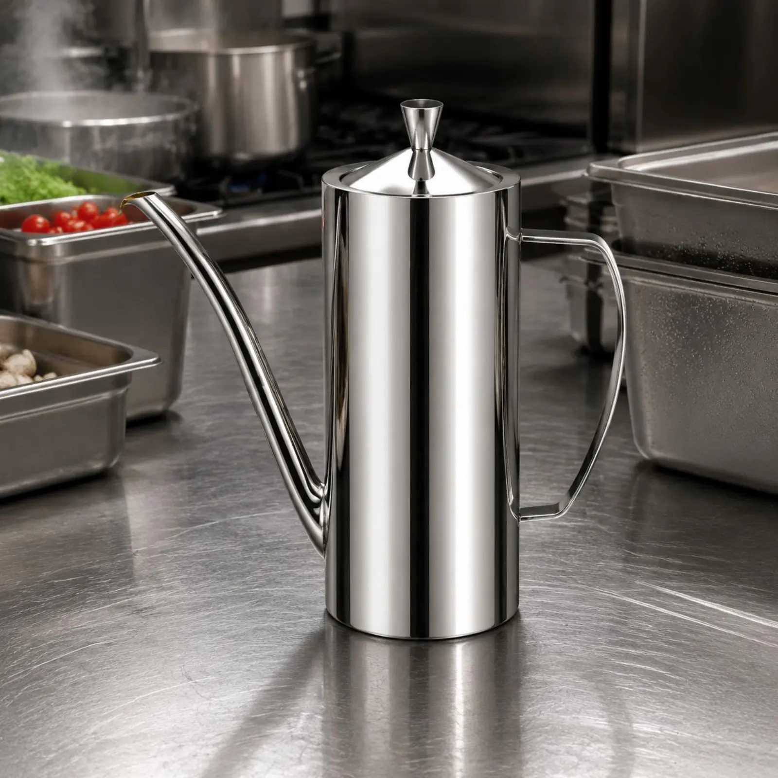 Dripdrip-Resistant Oil Dispenser Easy to Clean Stainless Steel Oil Jug Stainless Steel Cruet Corrosion Resistant Kitchenware