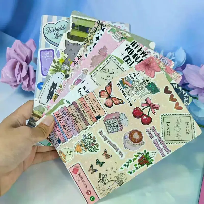 Kawaii Cartoon Bow Decorative Insert Cards Lightweight No Glue for Transparent  Cover Tablet Case Creative Gift Idea