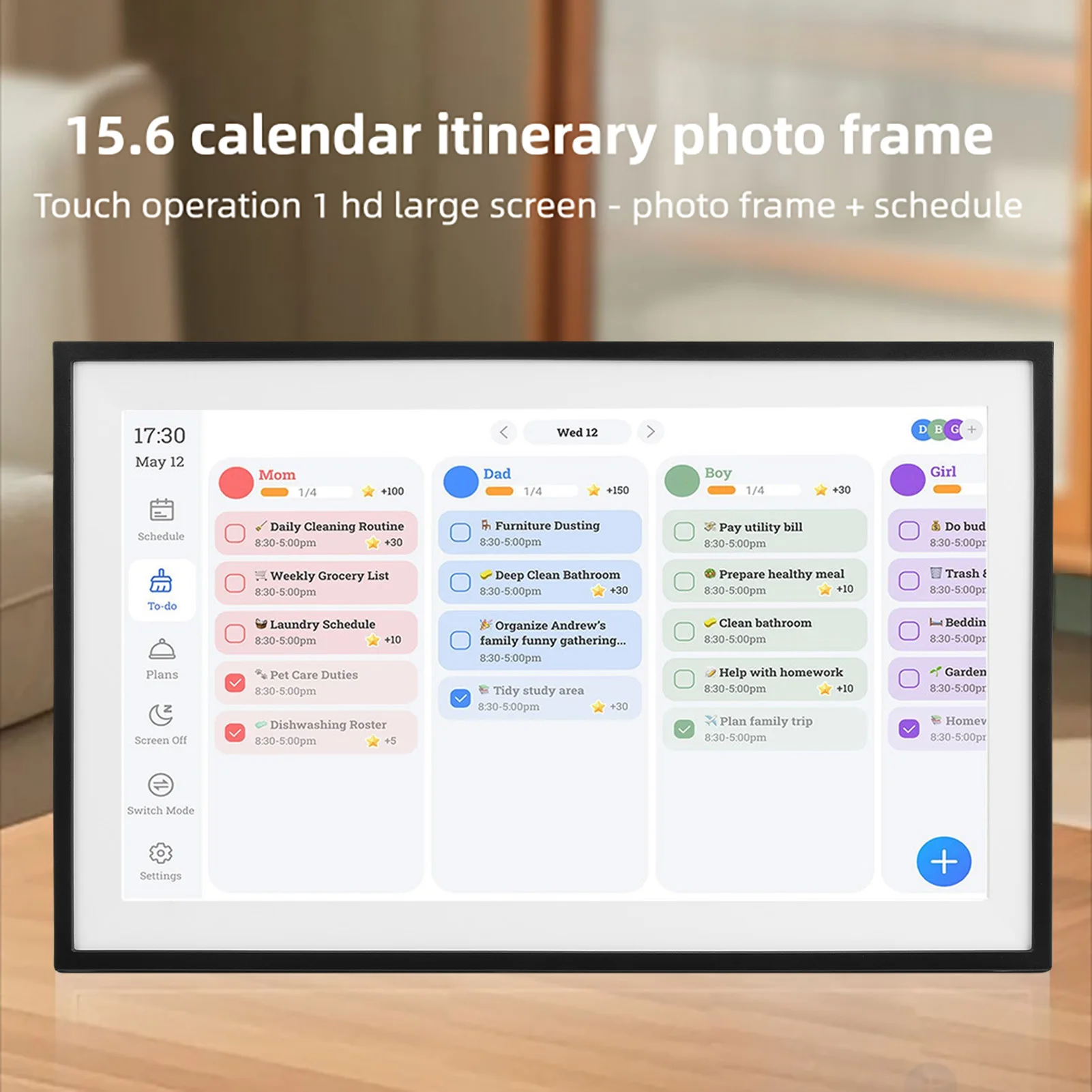 

Умный цифровой календарь 15,6-дюймовый HD сенсорный экран Wi-Fi цифровая фоторамка семейный календарь-планировщик с приложением для Android 9.0
