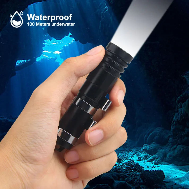 Powerful LED Diving Goggle Flashlight Super Bright Professional Underwater Torch IP68 Waterproof rating Lamp Using 14500 Battery