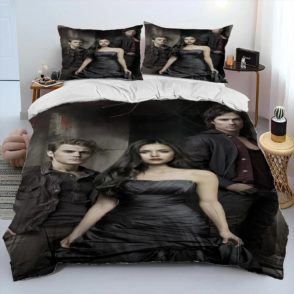 Das Bettwäsche-Set „The Vampire Diaries“ mit 3D-Druck, bestehend aus Bettbezug, Bettdecke und Kissenbezug, in den Größen King, Queen und für Kinder – ein ideales Geschenk. – Detail 14