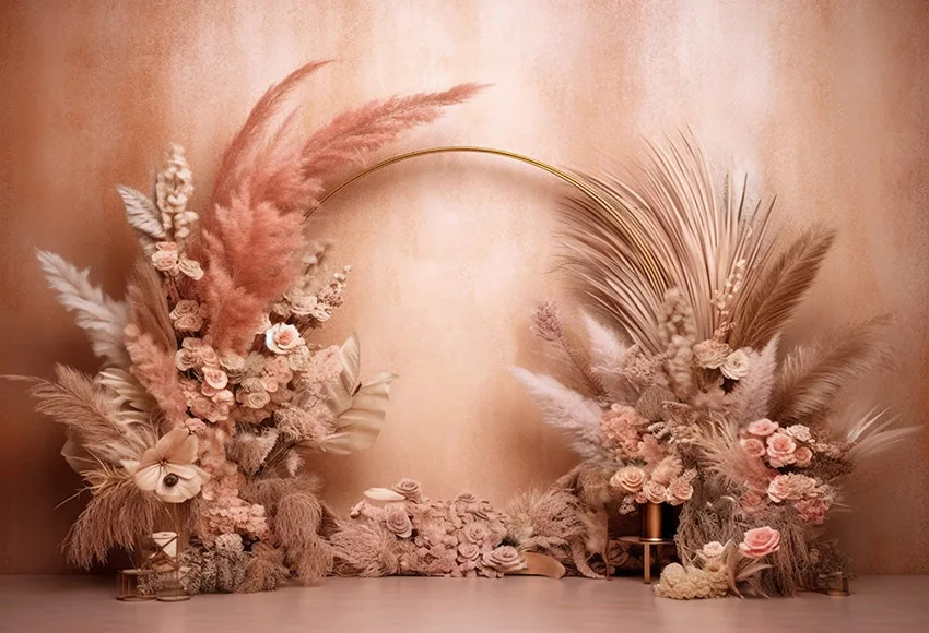 Mehofond Boho Pink Wedding Floral Backdrops Maternity Photography Bohemia Pampas Grass Princess Birthday Decor Photo Background