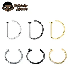 ASTM F136 Titanium D Shaped Nose Piercing Implant Grade Titanium Gothic Pierced Nose Ring 18G 20G Classic Piercing Body Jewelry