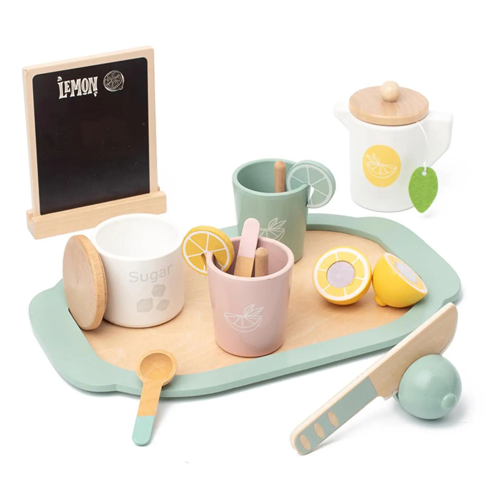 Kids Tea Party Set Montessori Toy with Dessert Tray Teapot Sensory Toy Hands on Ability for Kids Girls Boys Party Favors