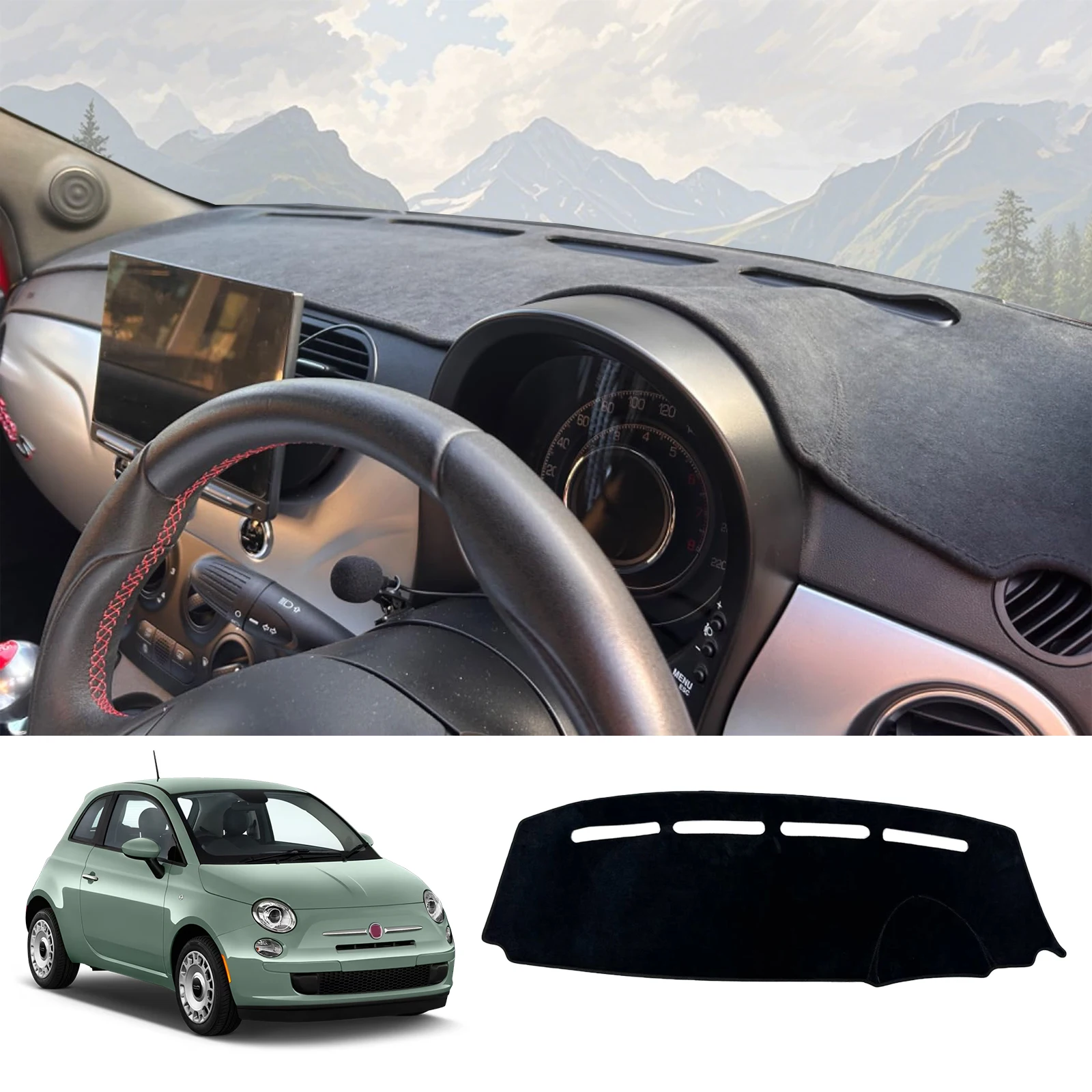 

for Fiat 500 2008-2023 for Abarth 595 2012-2023 Pad Dashmat Anti-Slip Sunshade Protective Carpet Car Dashboard Cover Dash Mat