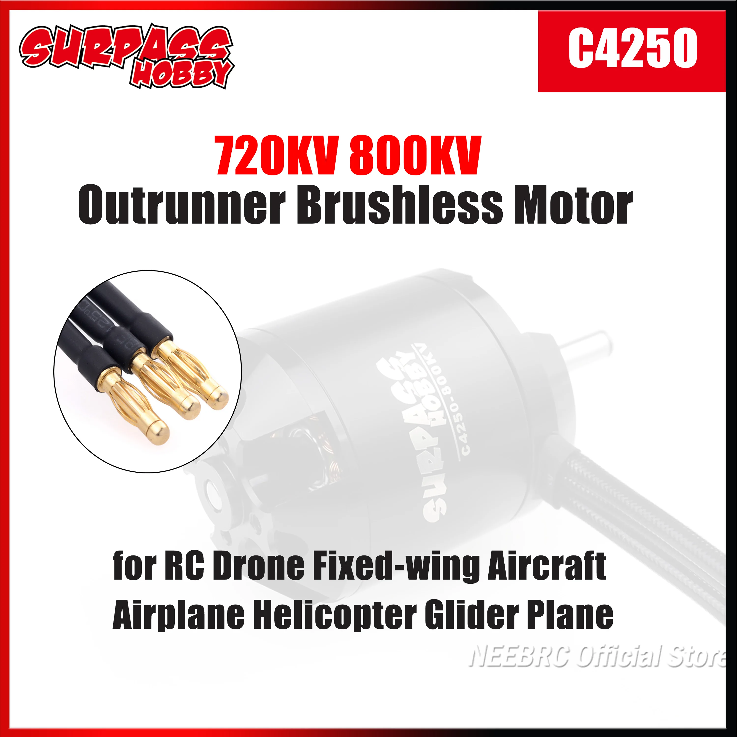 

Бесколлекторный мотор Surpass Hobby C4250 720KV/800KV для радиоуправляемых дронов, самолетов, FPV-дронов, мультикоптеров и вертолетов