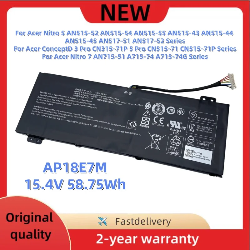 New AP18E7M Laptop Battery For Acer Nitro 5 7 AN515 AN517 A715 Helios 300 PH315 PH317 Series 4ICP4/69/90 4ICP4/70/88 AP18E8