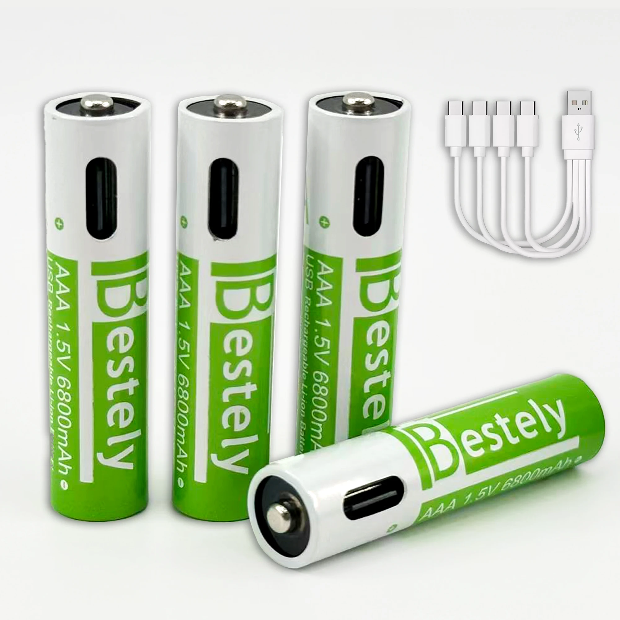 Type-C AAA 6800mAh Rechargeable Battery USB 1.5V Lithium Large Capacity Mouse Fingerprint Lock Handle Can Be Quickly Charged