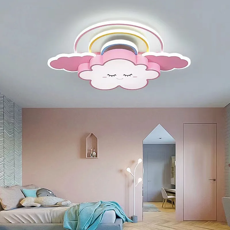 Nursery Cloud Ceiling Light For Kids Room Baby Boy Girl Bedroom deco Cute Pink Lustre Rainbow Ceiling Chandelier Children's lamp