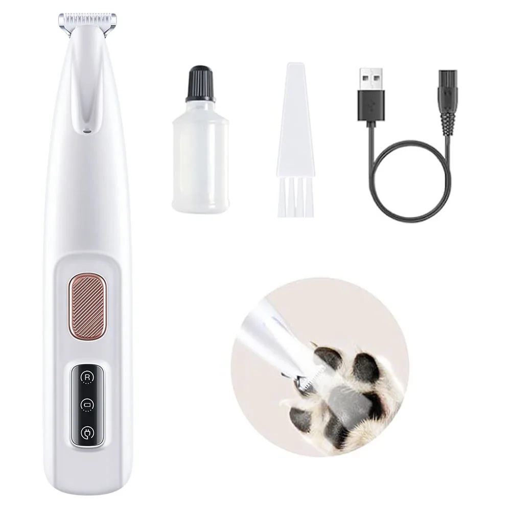 Pet Dog Electric Groomer Trimmer with LED Light Waterproof Pet Foot Hair Trimmer Low Noise Cat Dog Face Foot Ear Hip Paw Shaver