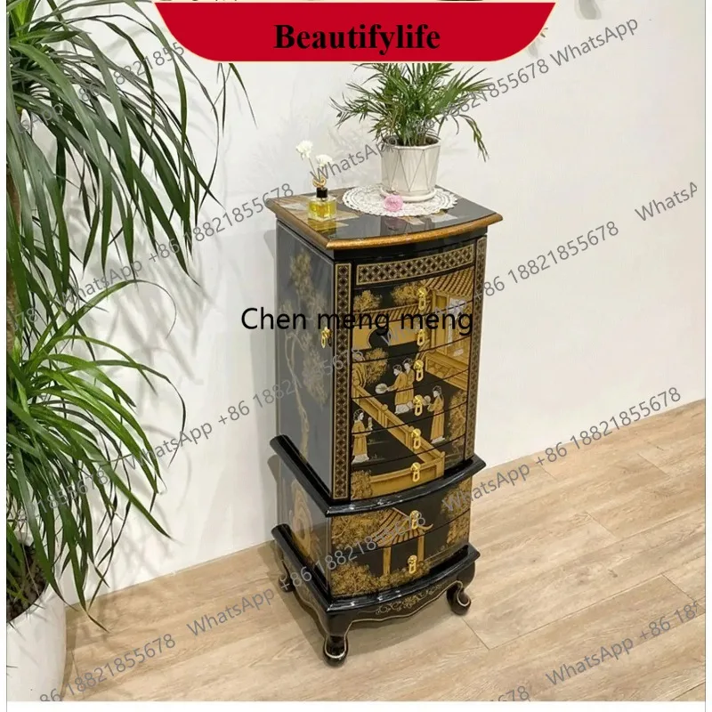 

D132 New Chinese painted chest bedroom multifunctional mirror cosmetic cabinet living room