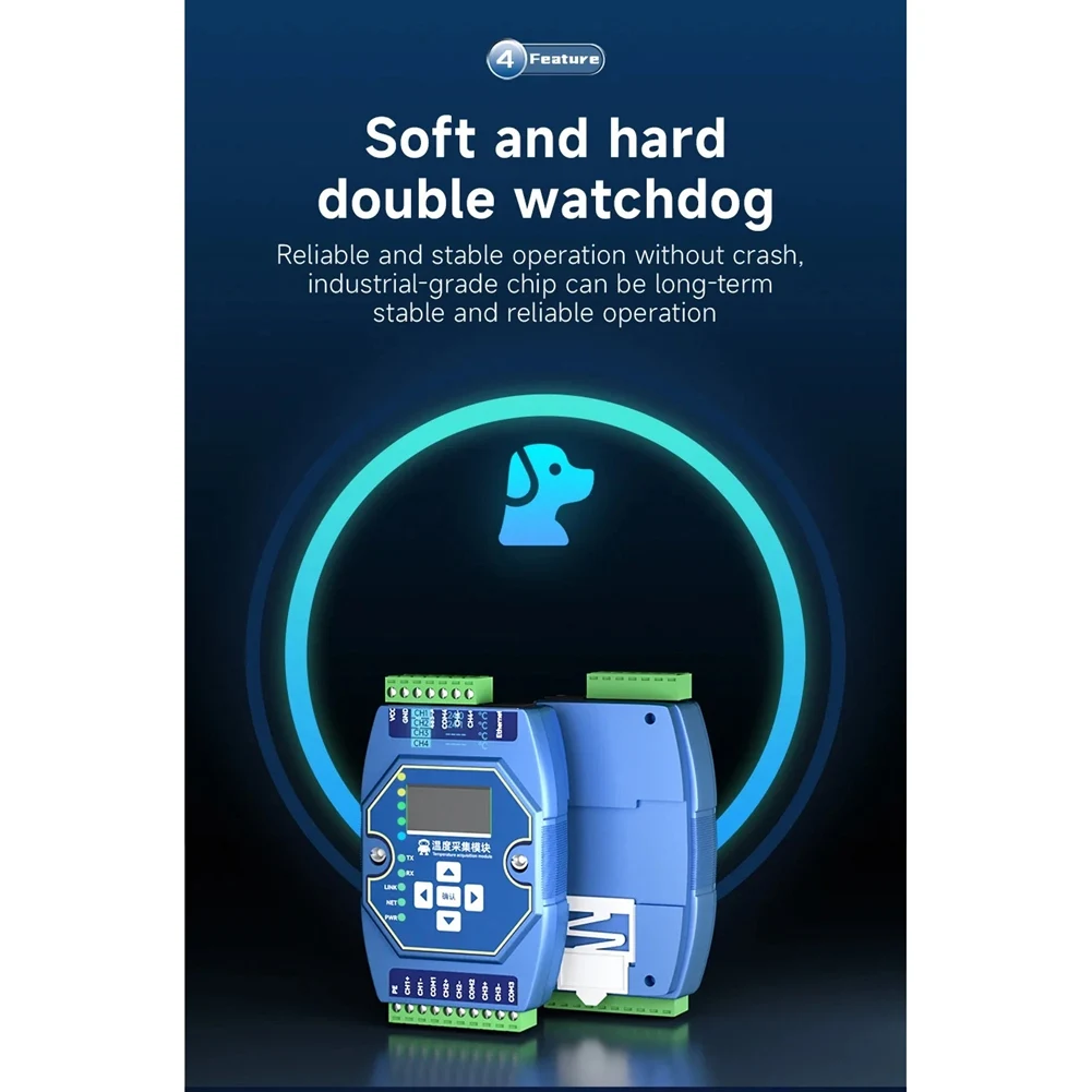 M85K 6 Way Temperature Acquisition Module Type K Modbus Thermocouple Input RS485 Ethernet Gateway Watchdog DNS Industrial