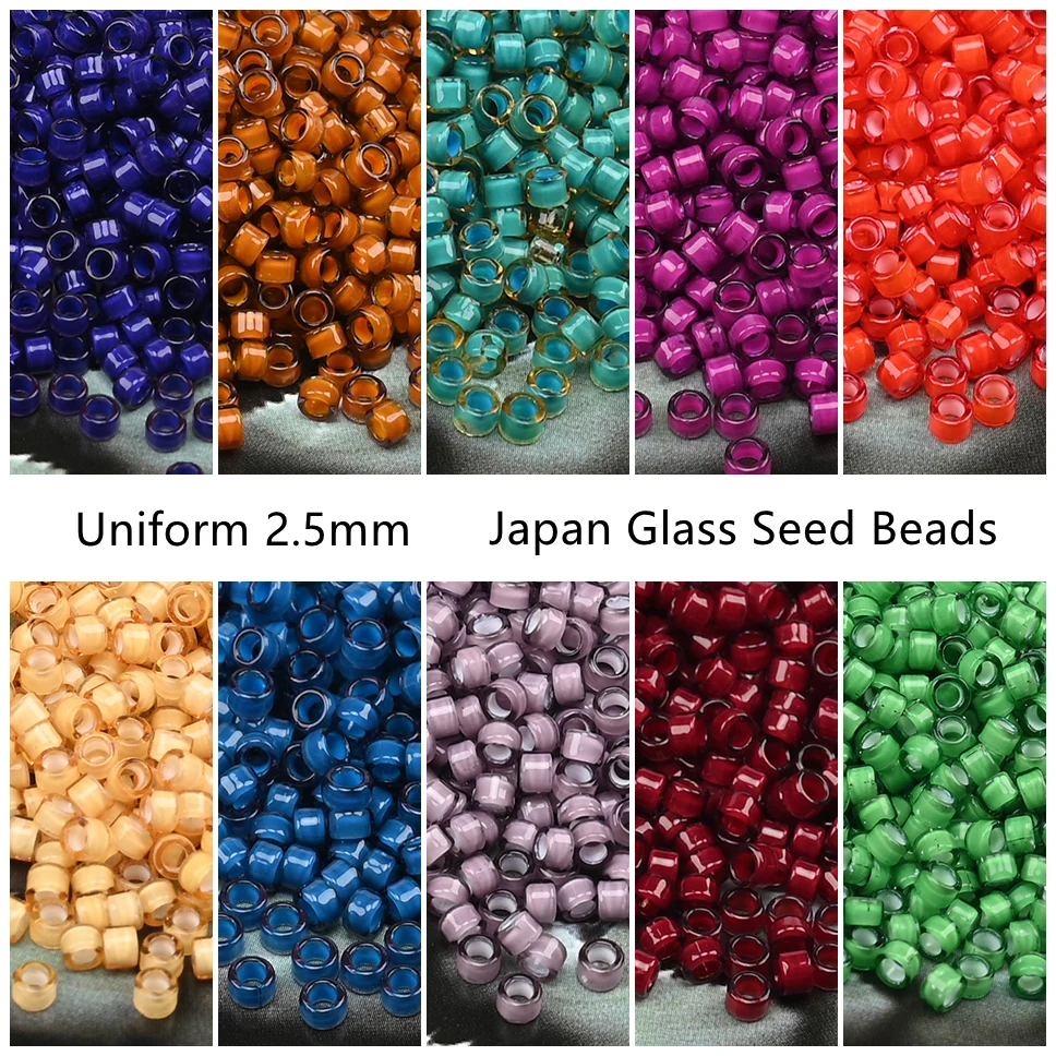 2.5mm Japanese Glass Seed Beads 1000Pcs Colorful Round Spacer SeedBeads For Jewelry Making DIY French Embroidery Accessories