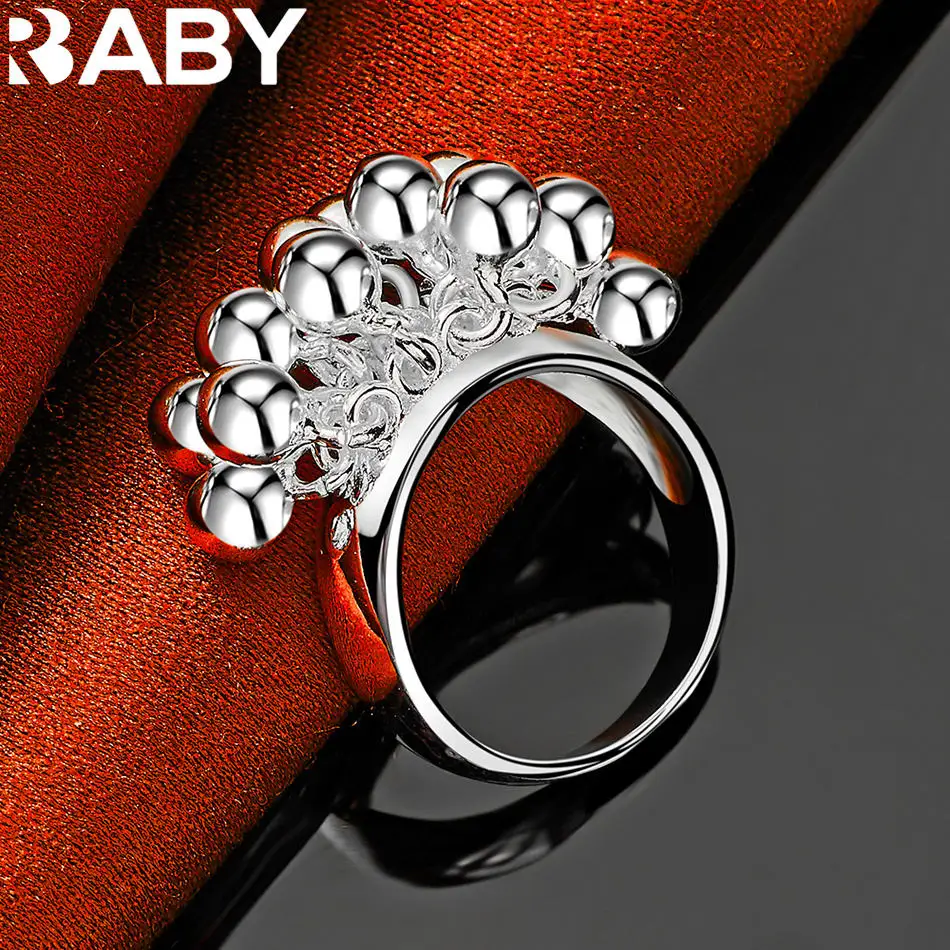 

URBABY 925 Sterling Silver Grape Beads Ring For Women and Men Fashion Jewelry Unique Grace Party Accessories Birthday Gifts