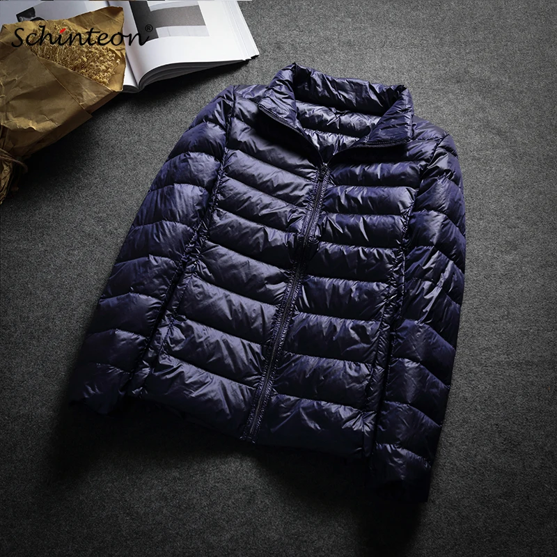 Schinteon Ultra White Duck Down Jacket Spring Autumn Warm Slim Zipper Women Fashion Light Down Coat 13 Colors S-7XL