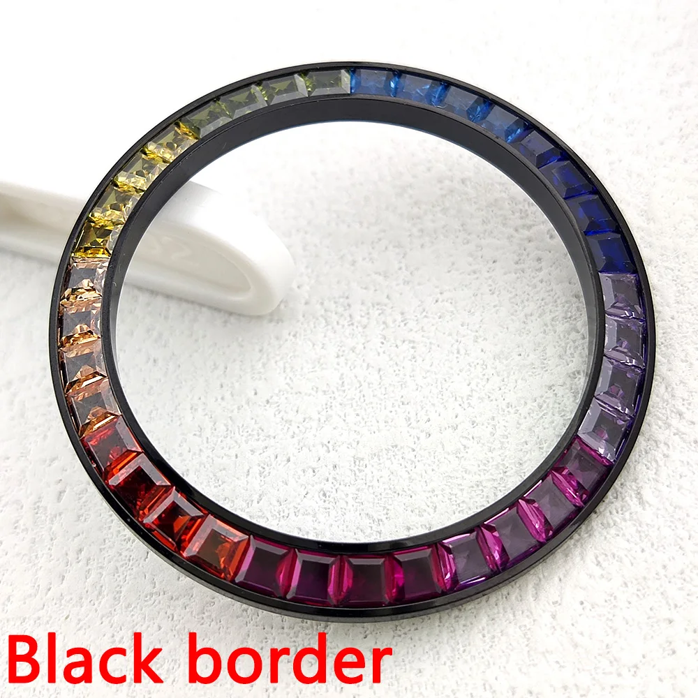 39.3mm*31.5mm VK63 watch bezel Colored gemstones Metal bezel Custom Watch replacement parts Suitable for VK63 4613D 4130 watch c