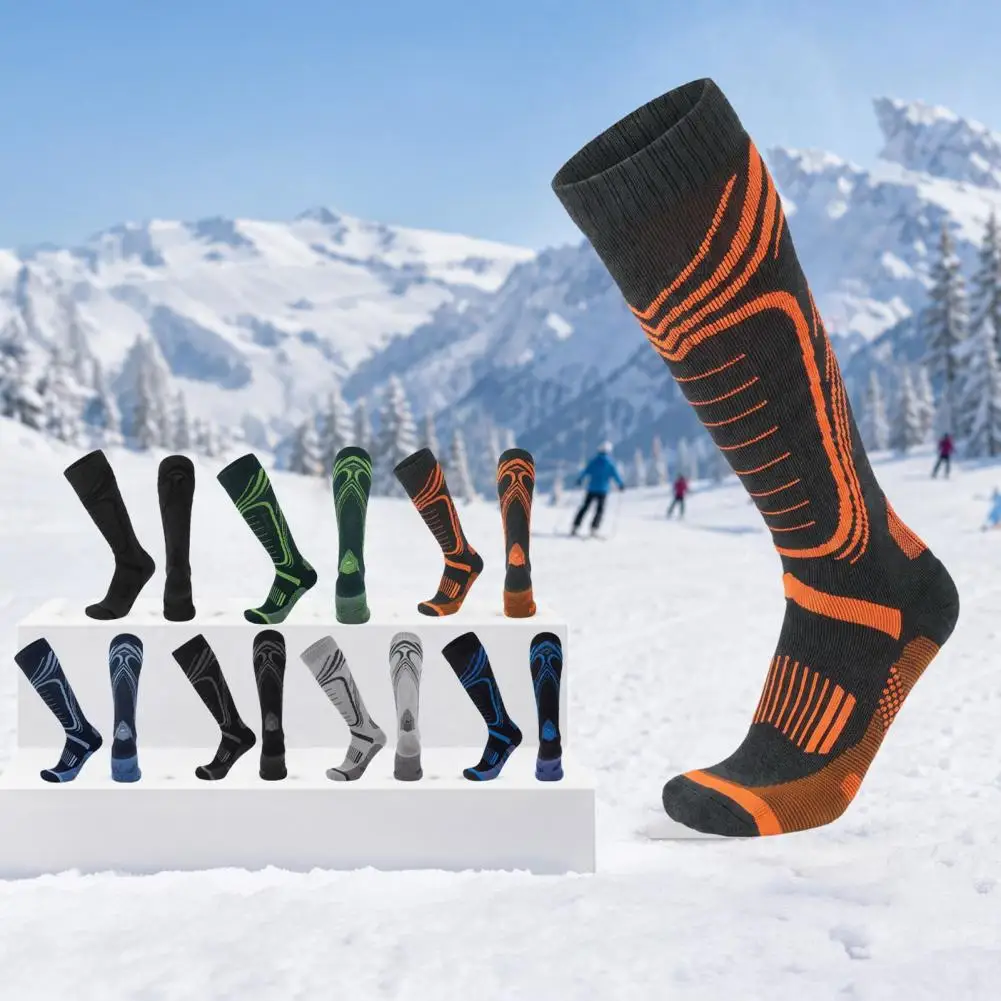 Versatile Solid Color Socks Soft Cotton Ski Socks for Men Thickened Thermal Snowboard Socks Breathable for Outdoor