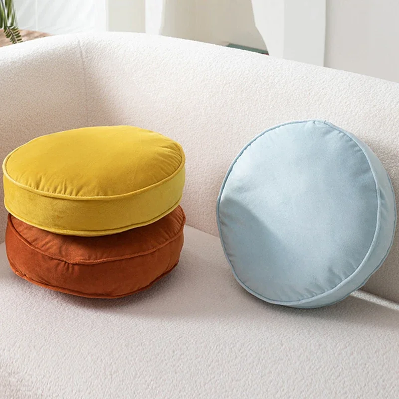 Cojín redondo suave estilo minimalista nórdico con rellenos, alfombrilla asiento de piso terciopelo, Cojín meditació