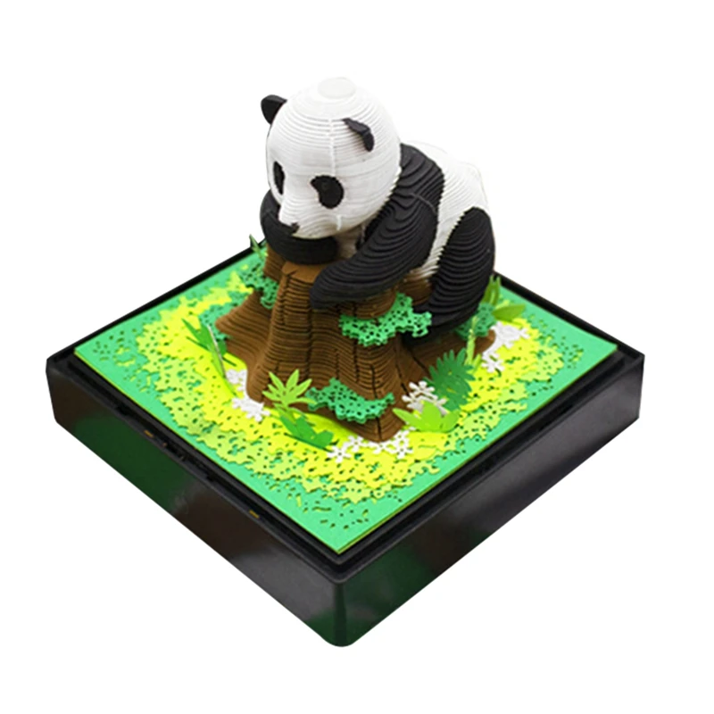 3D Panda calendário com luz, escultura em papel arte, pedaço do tempo, presentes DIY, decoração desktop, 2024