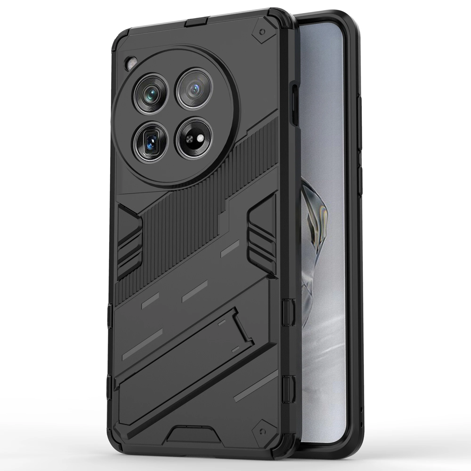 

Case for OnePlus 12 5G Built-in Kickstand Dual-Layer TPU+PC Phone Cover - Black