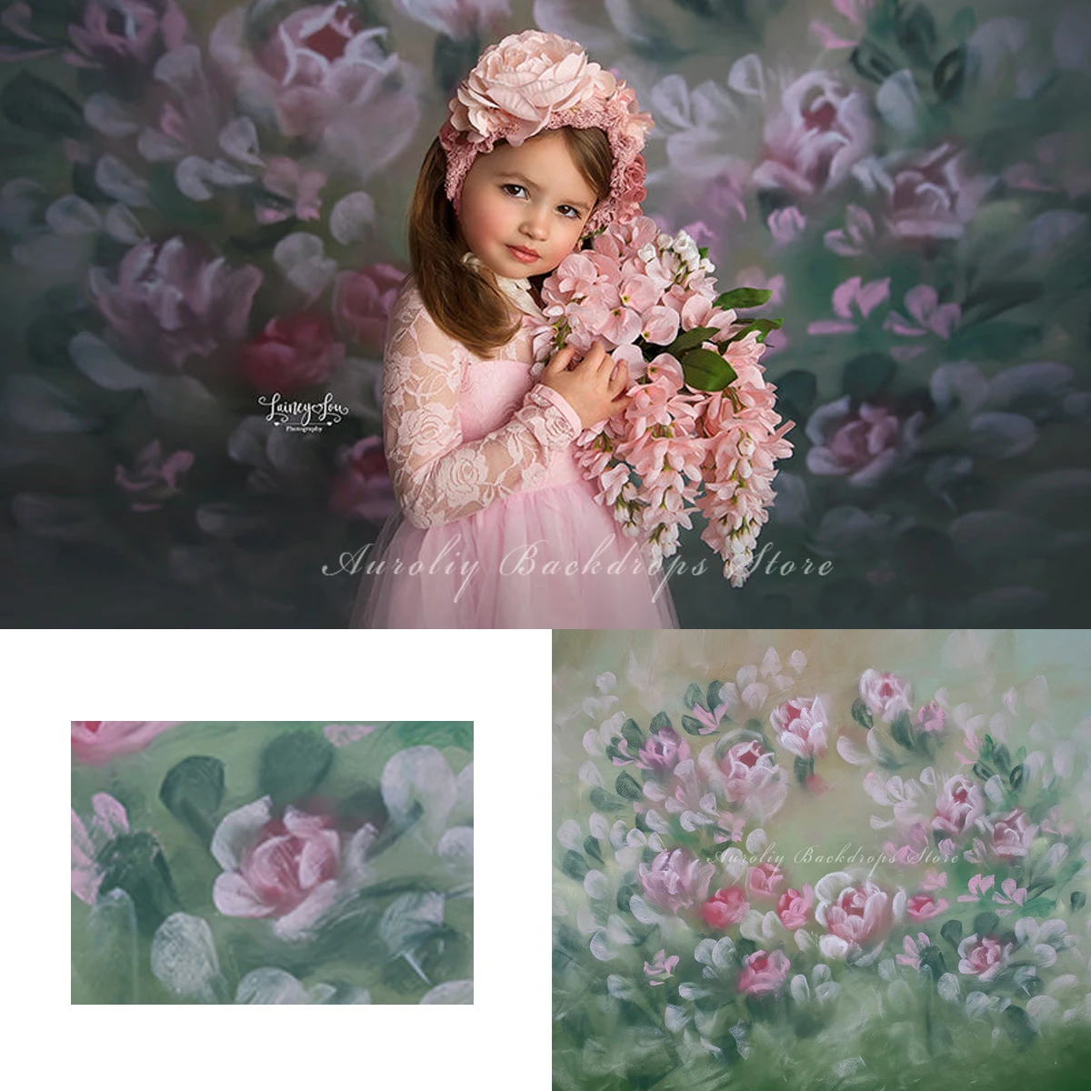 

Hand Painting Floral Fine Art Floral Backdrop Girl Adult Photography Child Baby Photostudio Prop Spring Garden Flower Background