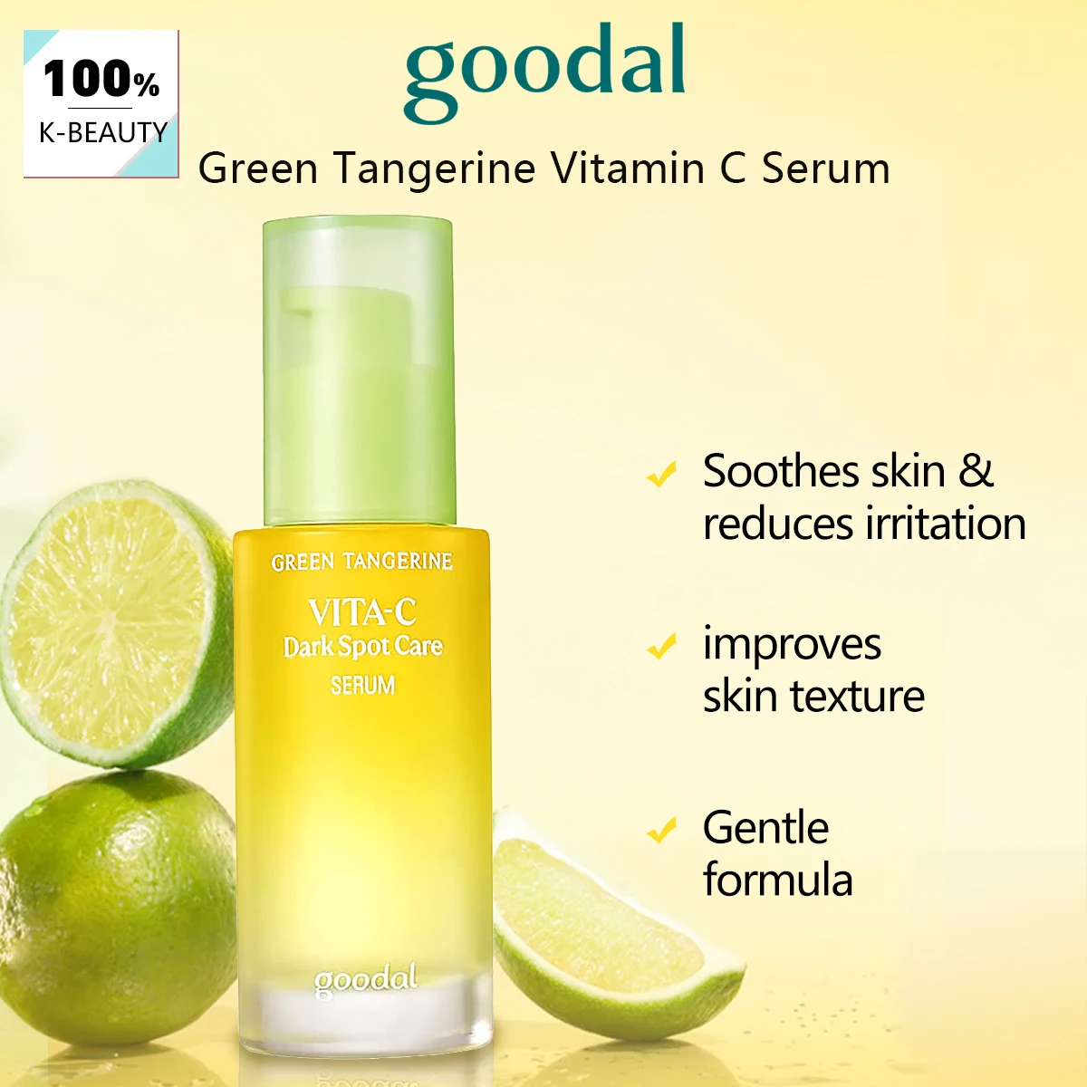 GOODAL Green Tangerine Vitamin C Serum,Lightweight Serum,Reducing Dullness,Antioxidant Protection,Korean Skincare,Korean Makeup