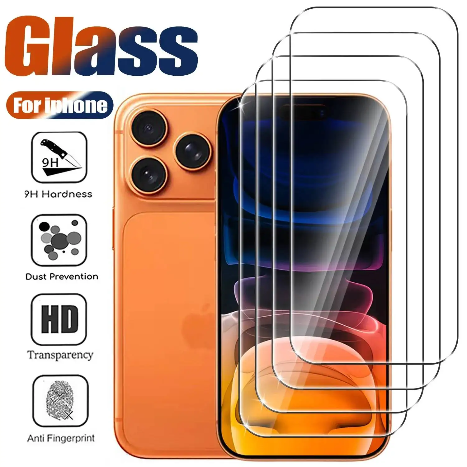 

1-4Pcs Tempered For Max 17 Air Screen Protector On Iphone 16 14 13 12 11 Pro 15 Plus Protective Glass