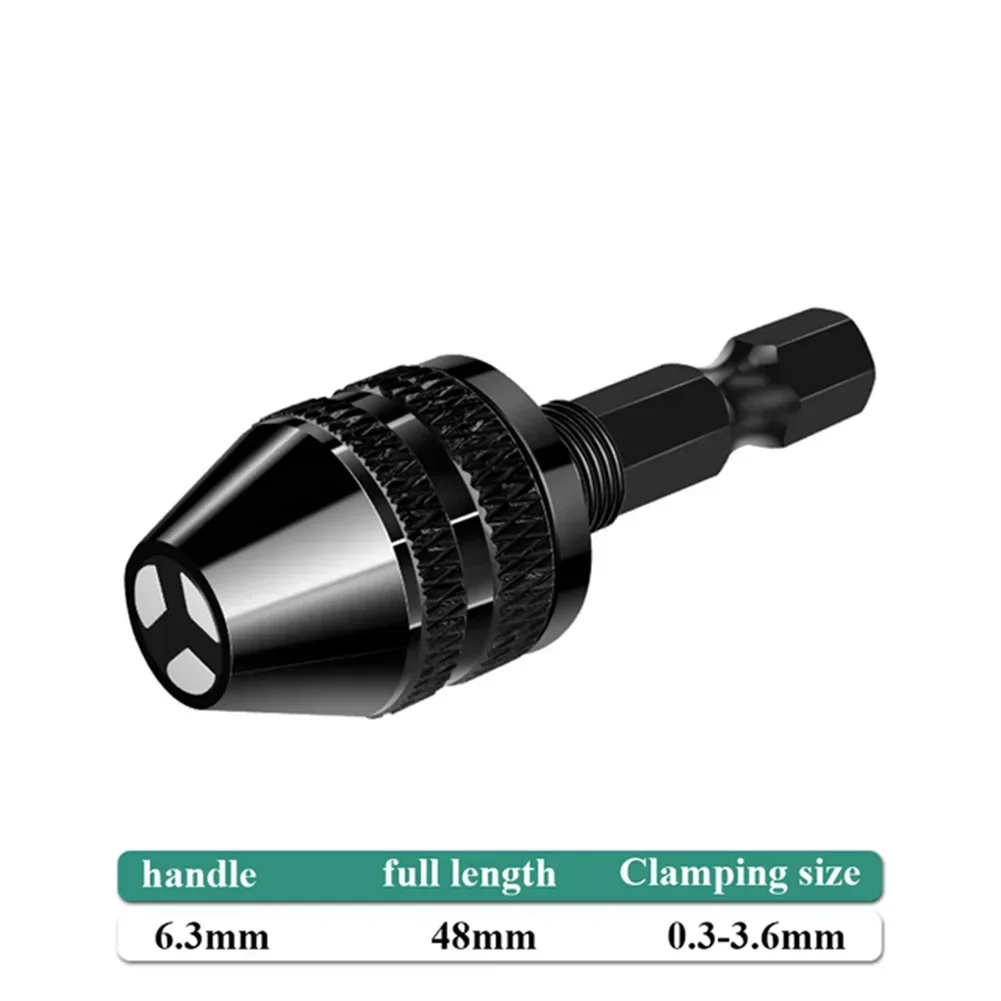 6.35mm Keyless Chuck Drill Bit Converter Adapter - Hex Shank Extension Fixture Tool For Electric Drill Quick Conversion