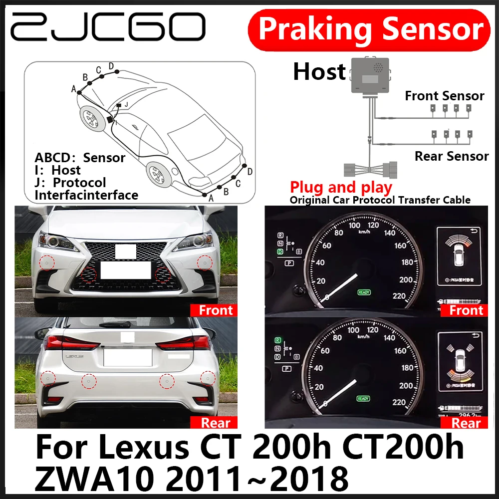 

ZJCGO OEM Front Rear Reverse Parking Sensor PDC Car Reversing AID System For Lexus CT 200h CT200h ZWA10 2011~2018