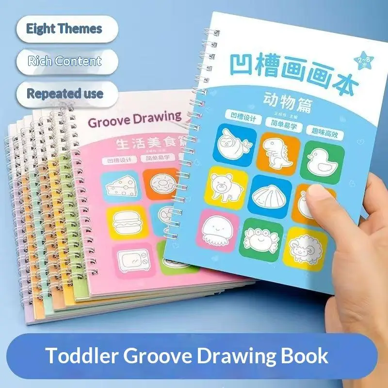 Groove Book Simple Strokes Calligraphy Practice Creative Graffiti Book Basic Painting Template For 2 To 8 Years Old Kids