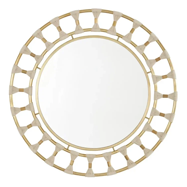 Round retro vanity mirror, princess simple cross cotton rope vanity mirror