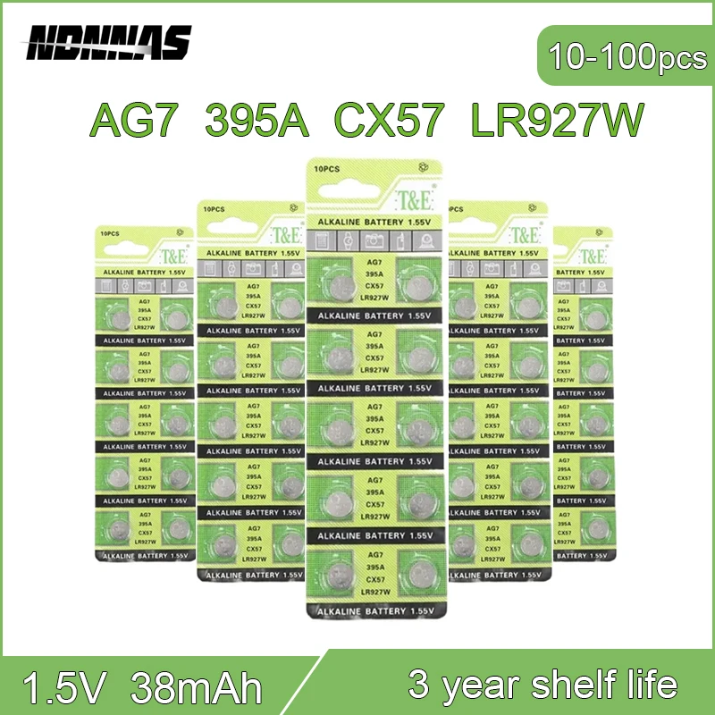 10-100pcs 395 399 AG7 SR927SW 1.5V 38mAh Lithium Button Battery SR927W SR927 LR927 395 399 195 L926F LR927 395A Back Up Battery