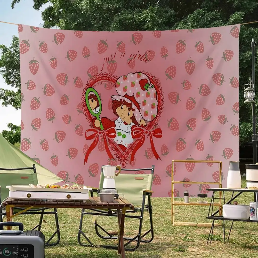 S-Strawberry-shortcake girl High End Quality Banner Printing Artistic Atmosphere Style Camping Flag