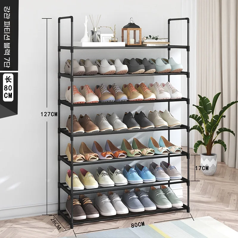 Household Storage Shoe Rack 7-Layers Stainless Steel Multi-Layer Shoe Cabinet Dustproof Storage Cabinet Economical Storage Rack