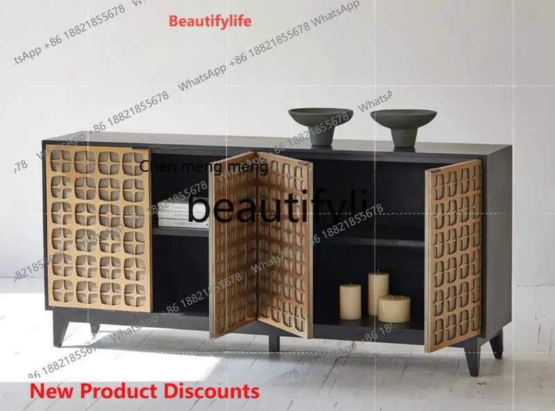 

2003 Nordic medieval solid wood entrance locker bedroom TV cabinet art side cabinet can be customized