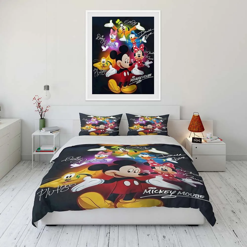 

Новинка! Комплект постельного белья с Микки Маусом и Дональдом Даком для детей: односпальная, двуспальная, королевская кровать, простыня, пододеяльник, наволочка – отличный подарок